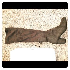Olive green thigh-high boots